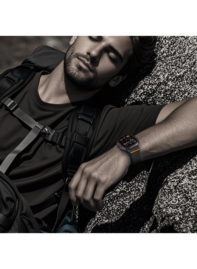 شيك فايب سوار رياضي مرن من النايلون لساعات أبل ألترا 3/ألترا 2/ألترا 49 مم، S11/S10 46 مم، S9/S8/S7 45 مم، SE3/SE2/SE/S6/S5/S4 44 مم، S3/S2/S1 42 مم، مناسب للرجال والنساء. حزام نايلون مطاطي مزود بإبزيم على شكل مظلة لساعات أبل SE 3/2/1 من السلسلة 11 10 9 8 7 6 5 4 3 ألترا. - Image 2